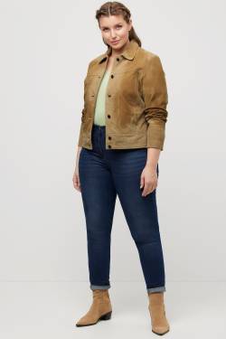 Große Größen Ziegenlederjacke, Damen, beige, Größe: 42, Polyester/Leder, Ulla Popken von Ulla Popken