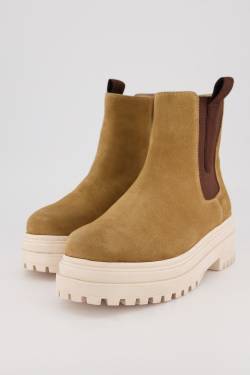 Leder-Chelsea-Stiefeletten, Damen, beige, Größe: 39, Leder/Synthetische Fasern, Ulla Popken von Ulla Popken