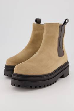 Leder-Chelsea-Stiefeletten, Damen, beige, Größe: 41, Leder/Synthetische Fasern, Ulla Popken von Ulla Popken