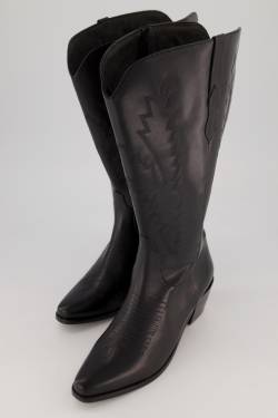 Leder-Cowboystiefel, Damen, schwarz, Größe: 44, Polyester/Leder, Ulla Popken von Ulla Popken