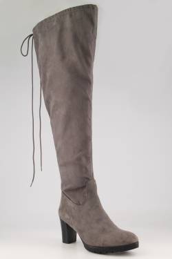 Overknee-Stiefel, Damen, grau, Größe: 43, Leder/Synthetische Fasern, Ulla Popken von Ulla Popken
