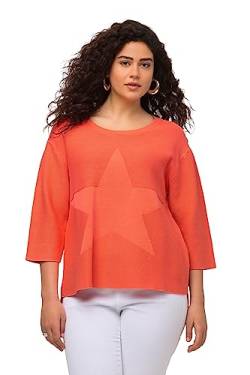 Ulla Popken Damen, Krausstrick, Stern, Rundhals, 3/4-Arm Pullover, Mandarine, 50-52 von Ulla Popken