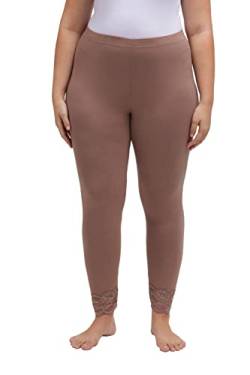 Ulla Popken Damen, Spitzensaum, Viskosejersey Leggings, Taupe, 42/44 von Ulla Popken