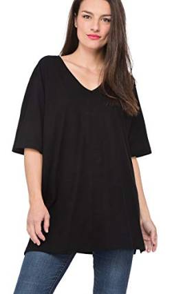 Ulla Popken Damen Basic-v-shirt T-Shirts, Schwarz, 62-64 EU von Ulla Popken