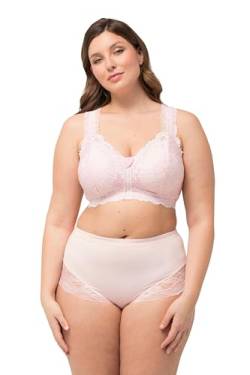 Ulla Popken Damen Bralette, Spitze, Reißverschluss, ohne Bügel, Cup A/B und C/D BH, Blasses Rosa, 105B von Ulla Popken