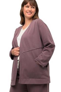 Ulla Popken Damen Cosy Loungewear Sweatjacket Sweatjacken, Dunkles Taupe, 58-60 von Ulla Popken