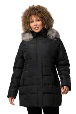 Ulla Popken Damen HYPRAR Funktionsjacke, Webpelz abnehmbar, 2-Wege-Zipper Jacken, schwarz, 46-48 von Ulla Popken