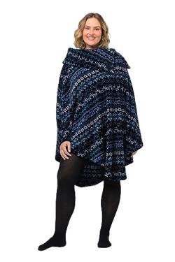 Ulla Popken Damen Homewear-Poncho, Nordic Bademantel, Nachtblau, 58-64 von Ulla Popken