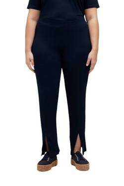 Ulla Popken Damen Kick Flared Legging in Rib Jersey with Slits Hosen, Marine, 40W / 32L von Ulla Popken