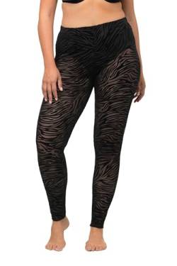 Ulla Popken Damen Mesh-Leggings, Animal Print Groß-Übergröße, Schwarz, 62-64 von Ulla Popken