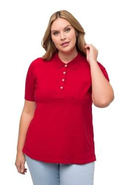 Ulla Popken Damen Poloshirt Landhaus, Classic Polohemd, Salsa, 58-60 von Ulla Popken