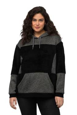 Ulla Popken Damen Teddy-Sweatpullover mit Kapuze Kapuzenpullover, schwarz, 46-48 von Ulla Popken