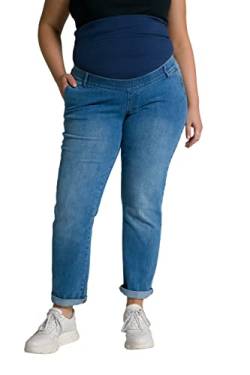 Ulla Popken Damen große Größen Übergrößen Plus Size Bellieva-Jeans Sammy, Umstandshose, Elastikbund, Biobaumwolle, GOTS Blue Denim 50 794942 99-50 von Ulla Popken