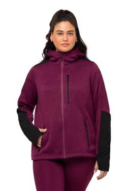 Ulla Popken Damen große Größen Übergrößen Plus Size Fleecejacke, Reflektordruck, Kapuze, Daumenloch Brombeere 58+ 807800817-58+ von Ulla Popken