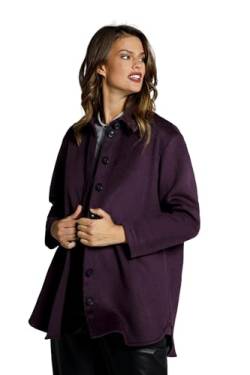 Ulla Popken Damen große Größen Übergrößen Plus Size Jackenbluse, Oversized, Flanell, Hemdkragen, Langarm tiefes Violet 50+ 797285836-50+ von Ulla Popken