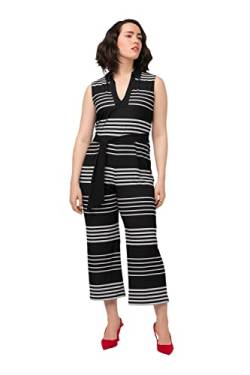 Ulla Popken Damen große Größen Übergrößen Plus Size Jumpsuit, Streifen, Hemdkragen, weites Bein, ärmellos Dunkles Marine 50 815223120-50 von Ulla Popken