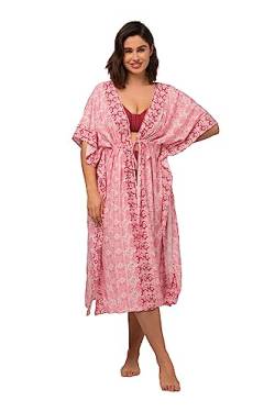 Ulla Popken Damen große Größen Übergrößen Plus Size Kaftan, Ornamente, Bindeband, Halbarm Blasses rosa 42-48 819474507-1+ von Ulla Popken