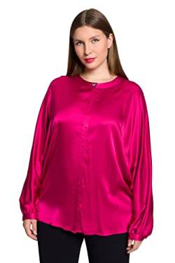 Ulla Popken Damen große Größen Übergrößen Plus Size Satinbluse, Oversized, Rundhals, Fledermausarm Fuchsia 46+ 812025817-46+ von Ulla Popken