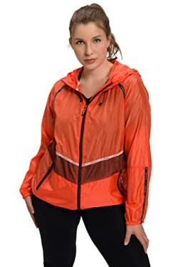 Ulla Popken Damen leichte Funktionsjacke, Tapes, wasserabweisend Jacken, knallorange, 46-48 von Ulla Popken