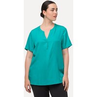 Ulla Popken Druckbluse Bluse Satin Tunika-Ausschnitt Halbarm von Ulla Popken