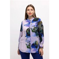 Ulla Popken Hemdbluse Bluse Seidenmix florales Design Hemdkragen Langarm von Ulla Popken