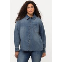 Ulla Popken Jackenblazer Jeanshemd Oversized Hemdkragen Langarm von Ulla Popken