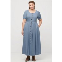 Ulla Popken Jerseykleid Midikleid Jeansoptik Rundhals Puff-Halbarm von Ulla Popken