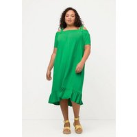 Ulla Popken Jerseykleid Midikleid Volant A-Linie Carmenausschnitt Halbarm von Ulla Popken