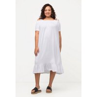 Ulla Popken Jerseykleid Midikleid Volant A-Linie Carmenausschnitt Halbarm von Ulla Popken