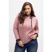 Ulla Popken Kurzjacke Strickfleece-Jacke meliert Kapuze Kordel von Ulla Popken