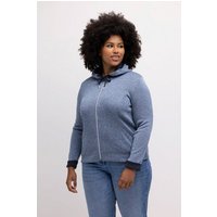 Ulla Popken Kurzjacke Strickfleece-Jacke meliert Kapuze Kordel von Ulla Popken