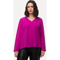 Ulla Popken Longbluse Bluse Struktur Zierfalte V-Ausschnitt 3/4-Arm von Ulla Popken