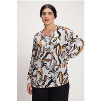 Ulla Popken Longbluse Bluse bedruckt Biesen A-Linie Rundhals Langarm von Ulla Popken