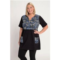 Ulla Popken Longshirt Longshirt Blätter Print Taschen Tunika-Ausschnitt von Ulla Popken