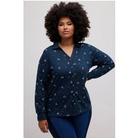 Ulla Popken Longsleeve Jersey-Bluse Stickerei Gummisaum Hemdkragen von Ulla Popken