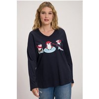 Ulla Popken Rundhalsshirt Shirt Pinguine Classic V-Ausschnitt Langarm von Ulla Popken