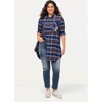 Ulla Popken Shirtjacke Karojacke Hemdkragen Knopfleiste gerundeter Saum von Ulla Popken