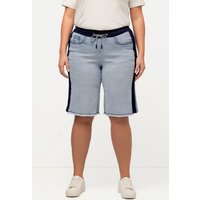 Ulla Popken Stretch-Hose Boyfriend-Jeansbermuda Rippbund Kordel Fransen von Ulla Popken