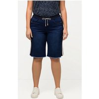 Ulla Popken Stretch-Hose Boyfriend-Jeansbermuda Rippbund Kordel Fransen von Ulla Popken