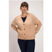 Ulla Popken Strickjacke Strickjacke Zopfmuster V-Ausschnitt Knopfleiste von Ulla Popken