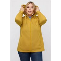 Ulla Popken Sweatjacke Strickfleece-Jacke meliert Kapuze Quernähte von Ulla Popken