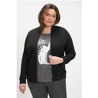 Ulla Popken Sweatjacke Sweatjacke Katze Boxy-Form Collegekragen von Ulla Popken