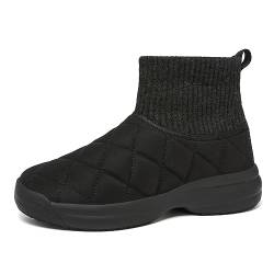 Ulogu Winterschuhe Damen Gefüttert Stiefel Warm Winterstiefel Wasserdicht Winter Stiefel, Schwarz, Size 37 von Ulogu