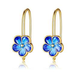 Blaue Cloisonne Emaille Boho Einzigartige Blumenohrringe Charm Dang Drop Vergoldete Ohrringe für Damen CQ248-GOLD von Uloveido