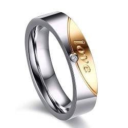 Uloveido 2 Töne Ring für Frauen, anfängliche Liebe für Immer Ehering Verlobungsringe Freundin CR058 (Frauen, Größe 59) von Uloveido