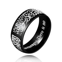 Uloveido 8mm Schwarzer Blauer Goldener Edelstahl Islamischer Muslimischer Muhammad Shahada Arabischer Gott Allah Botschafter Ring für Männer Jungen. (Schwarz, 20.5) von Uloveido