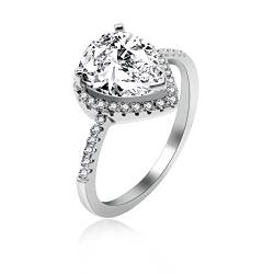 Uloveido 925 Sterling Silber, simulierte Diamanttränen-Eheringe, Tropfenringe für Annivery/Engagement/Party Schmuck für Frauen Größe 57 (18.1) JZ116 von Uloveido