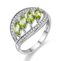 Uloveido 925 Sterling Silber Grün Kristall Ring für Hochzeit Engagement, Mode Frauen Peridot Holow Ring für Party Geburtstagsgeschenk FJ110 von Uloveido