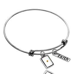 Uloveido Expandable Faith Senfkorn Armband für Frauen Inspirierende Geburtstagsgeschenke Edelstahl Cham Armreif Schmuck Y558 (Rechteck) von Uloveido