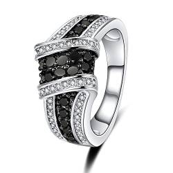 Uloveido Frauen Kristall Versprechen Infinity Knot Ring Weißes Gold Überzogen für Mädchen Engagement mit Schwarzen Zirkonia Y423 von Uloveido